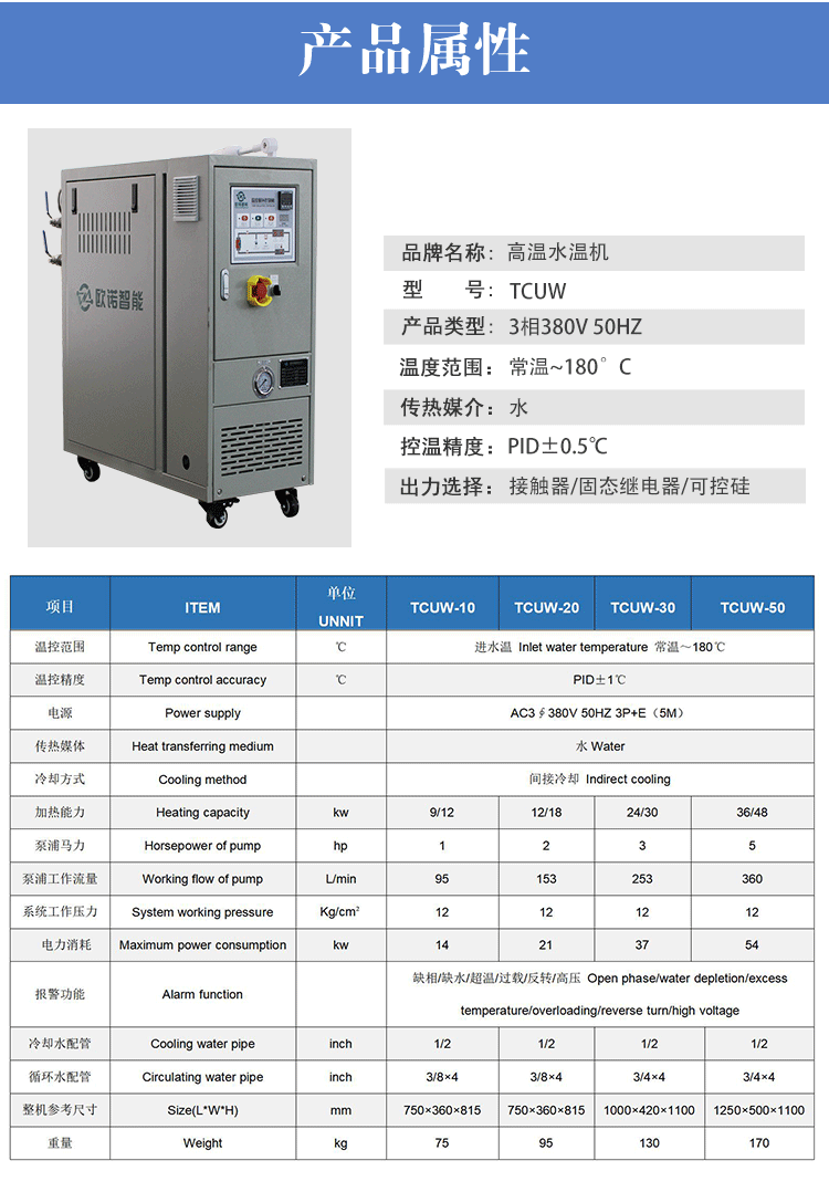 PLC水式模溫機產(chǎn)品屬性